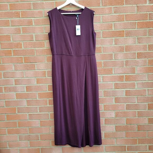 Eileen Fisher Casis Jumpsuit Lightweight Viscose Jersey Wine Burgundy Small - Picture 2 of 8